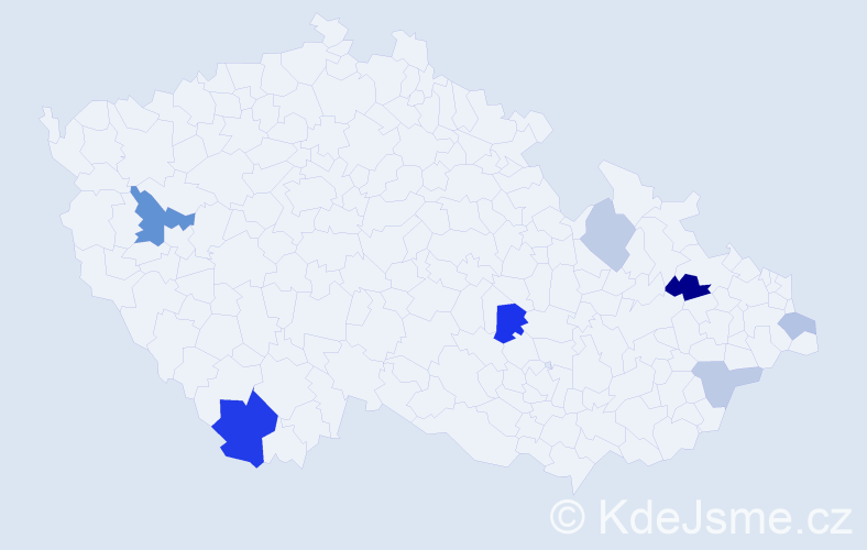 Příjmení: 'Macáš', počet výskytů 14 v celé ČR