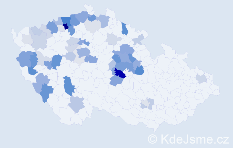 Příjmení: 'Mergl', počet výskytů 219 v celé ČR