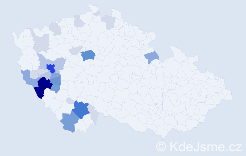Příjmení: 'Hulec', počet výskytů 86 v celé ČR