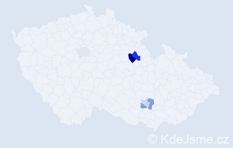 Příjmení: 'Mošatová', počet výskytů 5 v celé ČR