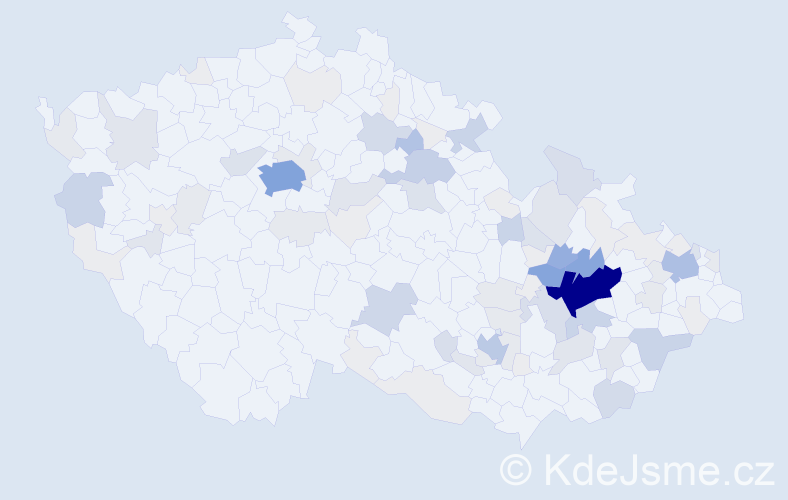Příjmení: 'Kráčmarová', počet výskytů 390 v celé ČR