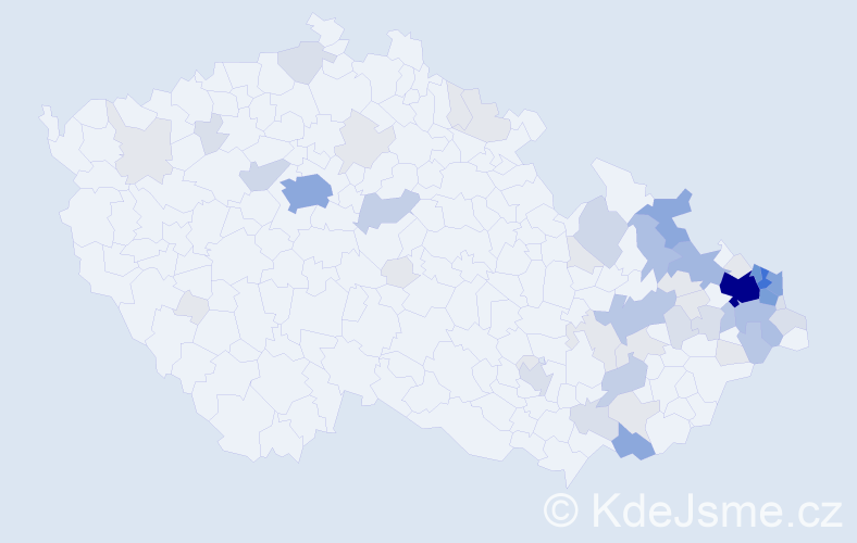 Příjmení: 'Svrčinová', počet výskytů 214 v celé ČR