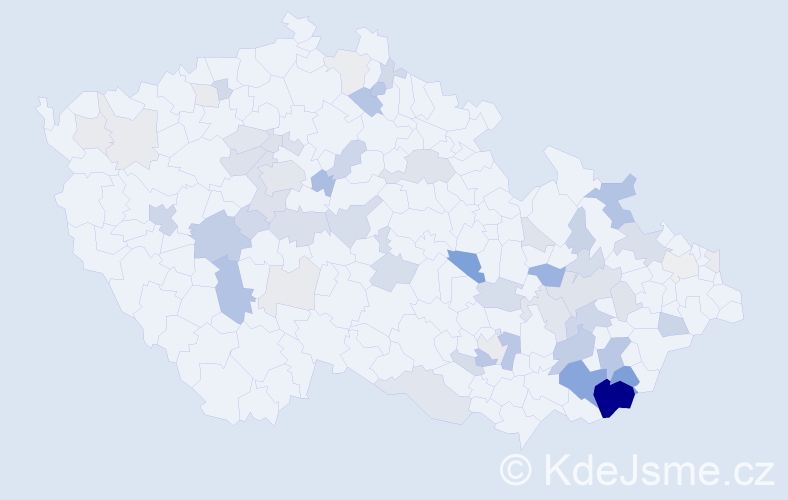 Příjmení: 'Soukeník', počet výskytů 177 v celé ČR