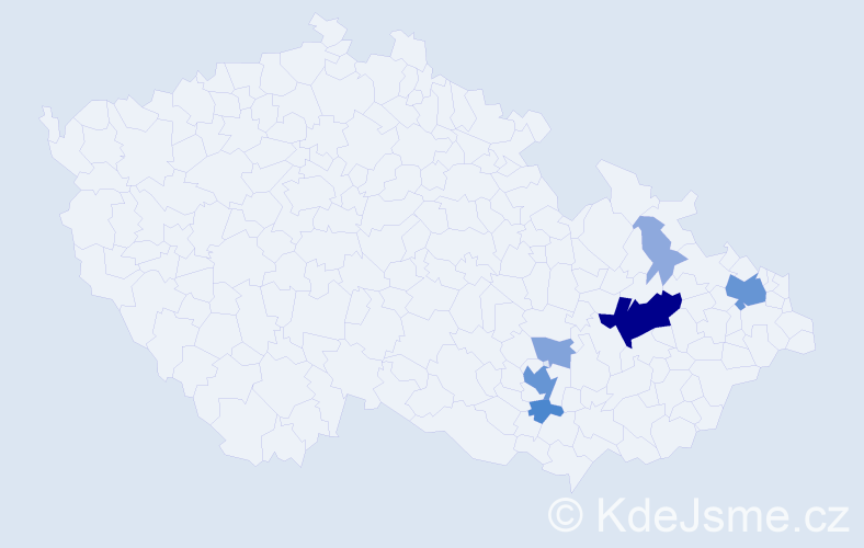 Příjmení: 'Cekl', počet výskytů 21 v celé ČR