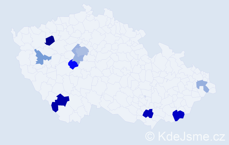 Příjmení: 'Pőschlová', počet výskytů 18 v celé ČR