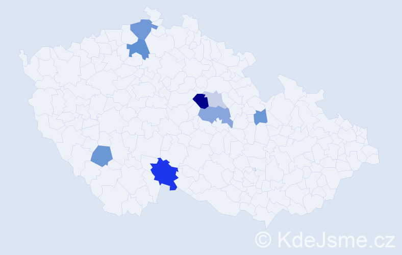 Příjmení: 'Káles', počet výskytů 19 v celé ČR