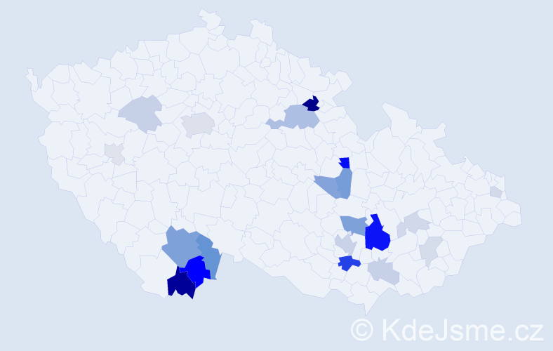 Příjmení: 'Baldík', počet výskytů 59 v celé ČR