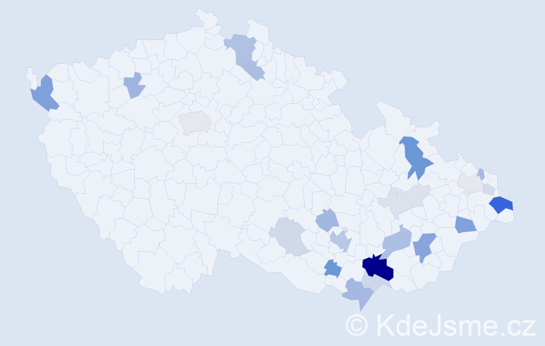 Příjmení: 'Pimek', počet výskytů 57 v celé ČR