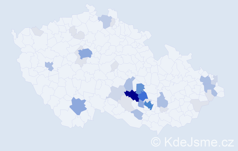 Příjmení: 'Habán', počet výskytů 130 v celé ČR