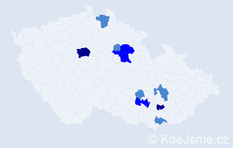 Příjmení: 'Čadík', počet výskytů 19 v celé ČR