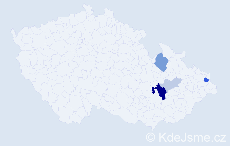 Příjmení: 'Kotrysová', počet výskytů 20 v celé ČR