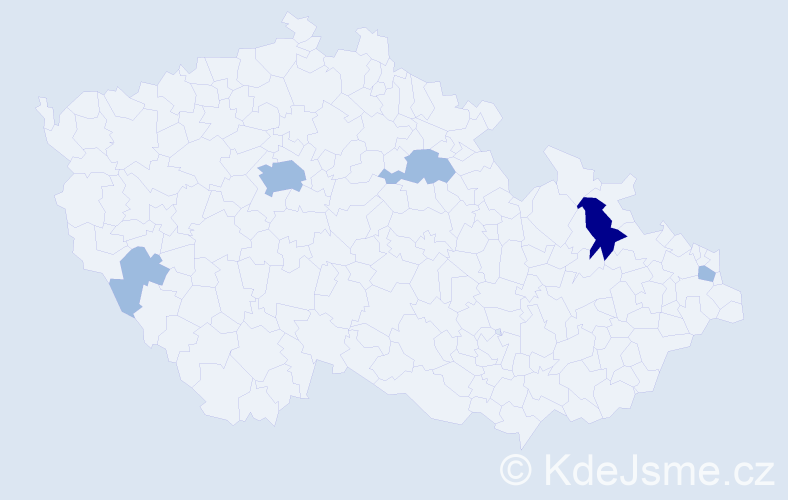 Příjmení: 'Lajčaková', počet výskytů 8 v celé ČR