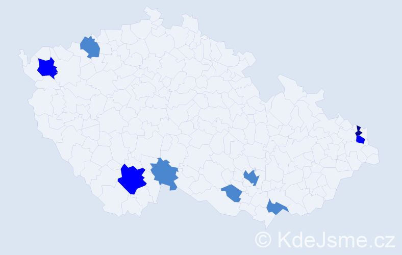 Příjmení: 'Tousecká', počet výskytů 14 v celé ČR
