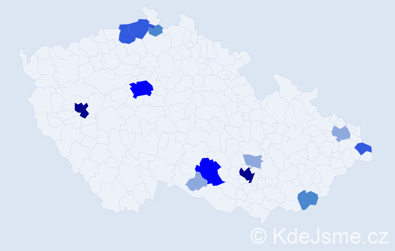 Příjmení: 'Mauritz', počet výskytů 34 v celé ČR