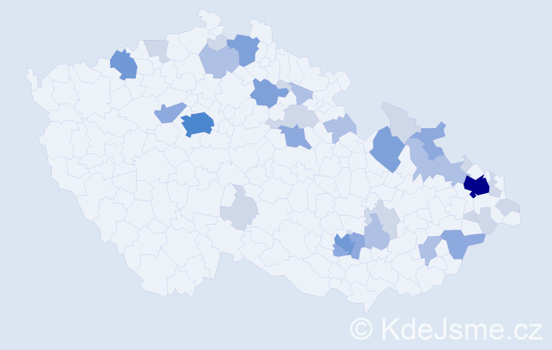 Příjmení: 'Dědicová', počet výskytů 86 v celé ČR