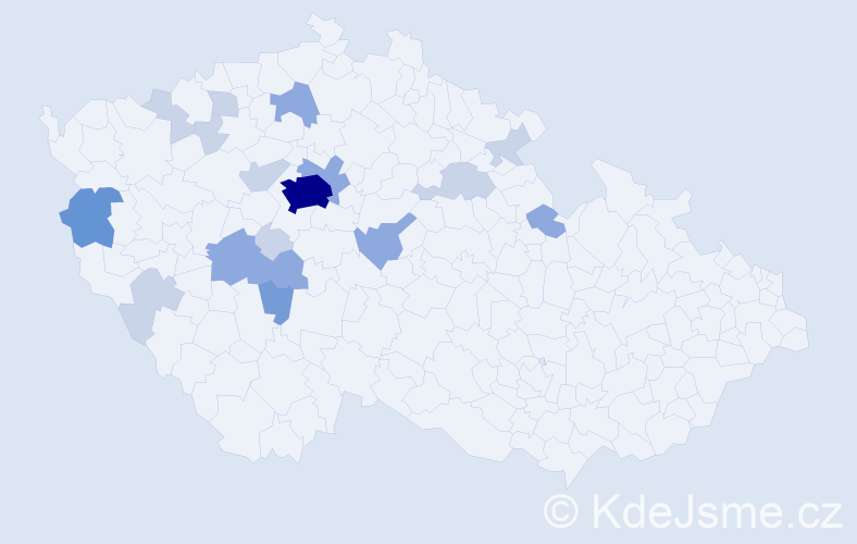 Příjmení: 'Kestřánek', počet výskytů 42 v celé ČR