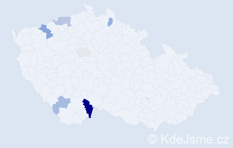 Příjmení: 'Koldusová', počet výskytů 16 v celé ČR