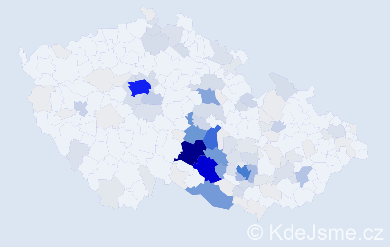 Příjmení: 'Krčál', počet výskytů 548 v celé ČR