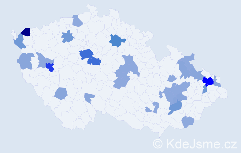 Příjmení: 'Račko', počet výskytů 76 v celé ČR