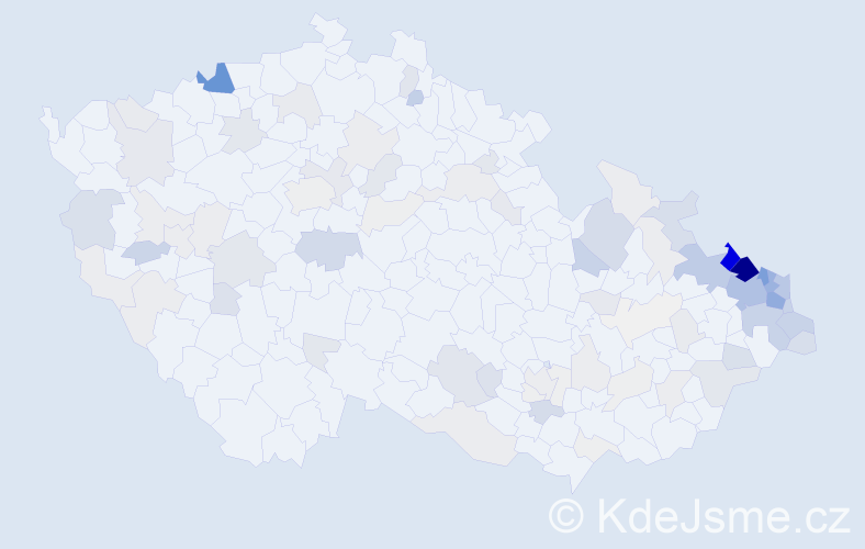 Příjmení: 'Kocur', počet výskytů 398 v celé ČR