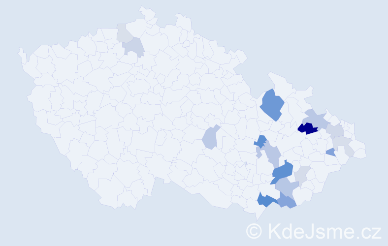 Příjmení: 'Ospalík', počet výskytů 38 v celé ČR