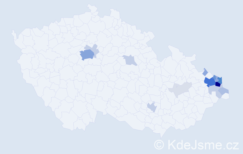 Příjmení: 'Danel', počet výskytů 80 v celé ČR