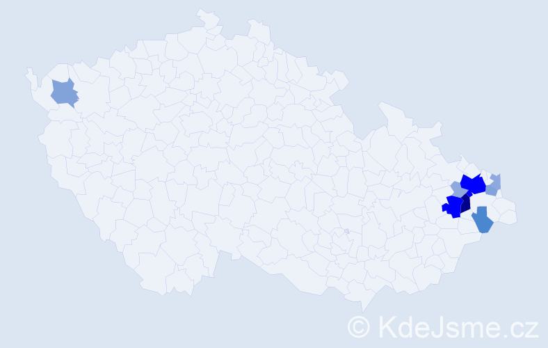 Příjmení: 'Kowalik', počet výskytů 30 v celé ČR