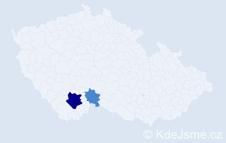 Příjmení: 'Pfudl', počet výskytů 6 v celé ČR