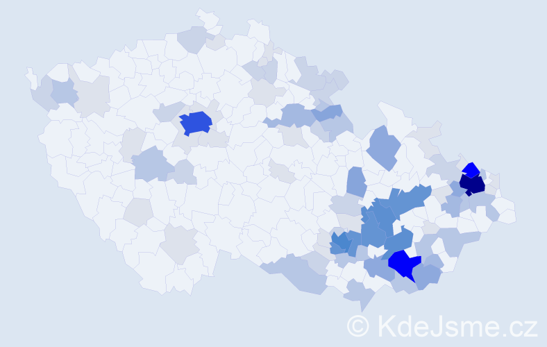 Příjmení: 'Klučková', počet výskytů 284 v celé ČR