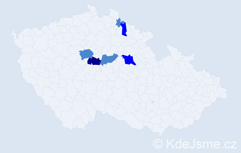 Příjmení: 'Nykodem', počet výskytů 10 v celé ČR
