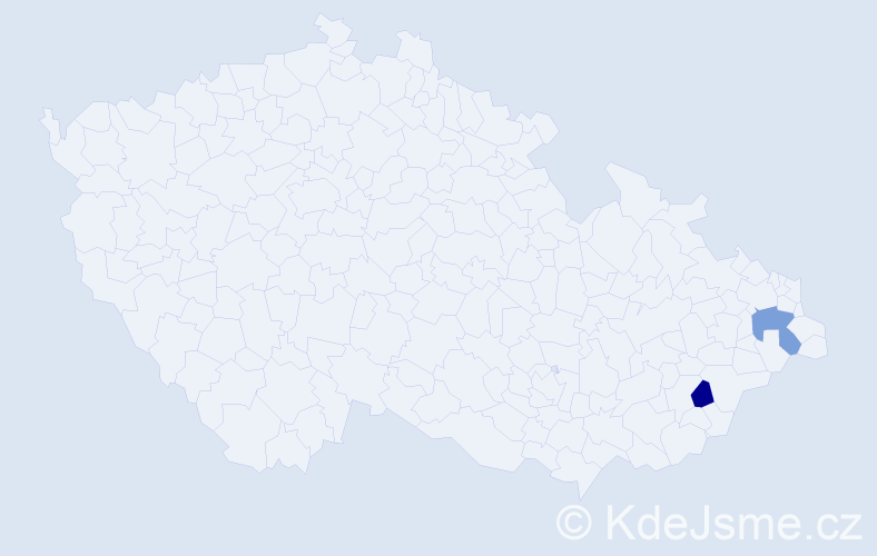 Příjmení: 'Mandak', počet výskytů 5 v celé ČR