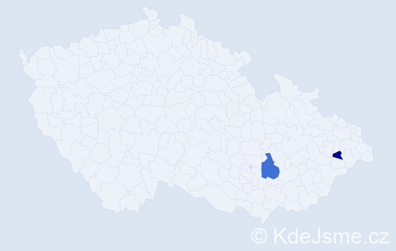 Příjmení: 'Voščeková', počet výskytů 5 v celé ČR