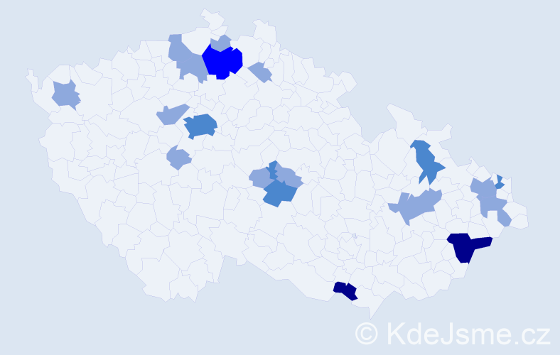 Příjmení: 'Závrská', počet výskytů 34 v celé ČR