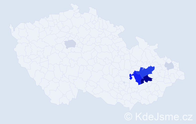 Příjmení: 'Blahunková', počet výskytů 18 v celé ČR