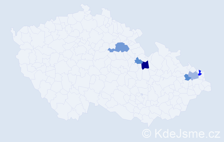 Příjmení: 'Dugasová', počet výskytů 13 v celé ČR