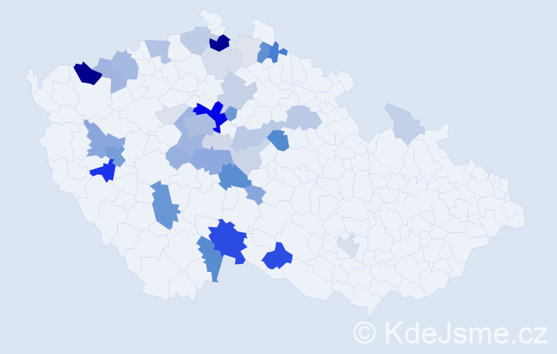 Příjmení: 'Ledecký', počet výskytů 146 v celé ČR