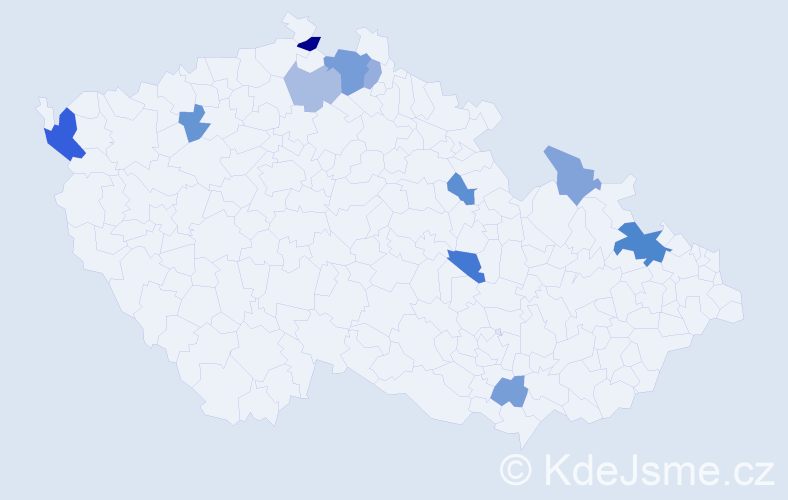 Příjmení: 'Buga', počet výskytů 19 v celé ČR