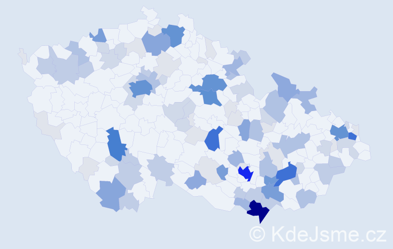Příjmení: 'Danihel', počet výskytů 396 v celé ČR