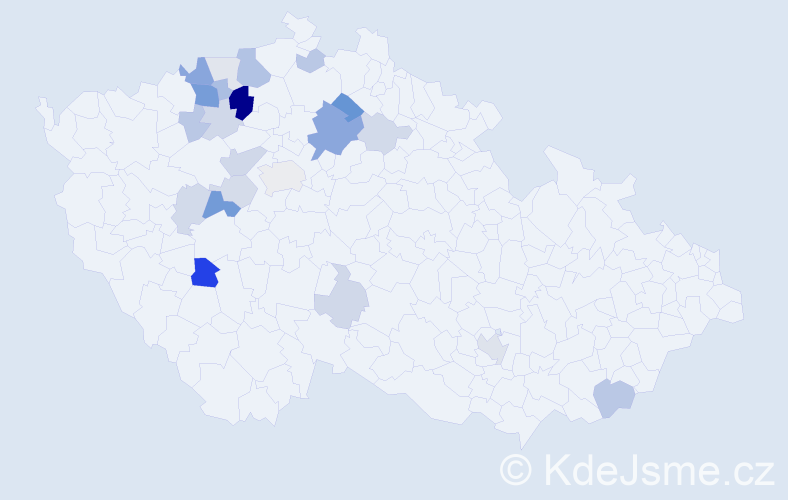 Příjmení: 'Venclíček', počet výskytů 56 v celé ČR