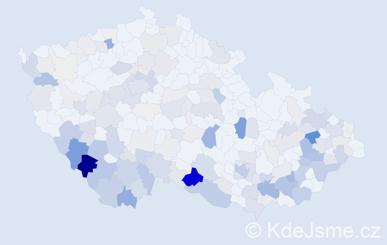 Příjmení: 'Pešlová', počet výskytů 621 v celé ČR