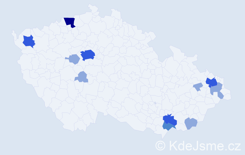 Příjmení: 'Marhefková', počet výskytů 25 v celé ČR