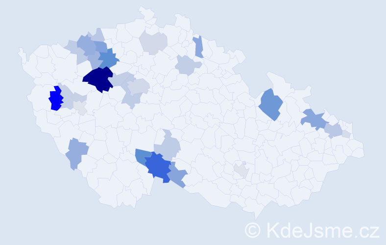 Příjmení: 'Kinšt', počet výskytů 76 v celé ČR