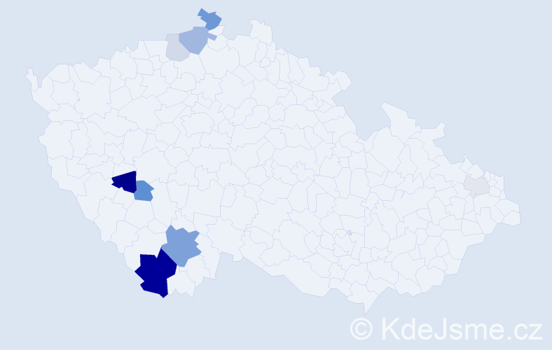 Příjmení: 'Filausová', počet výskytů 21 v celé ČR
