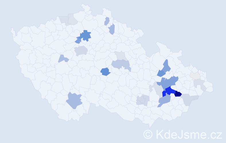 Příjmení: 'Ticháková', počet výskytů 71 v celé ČR