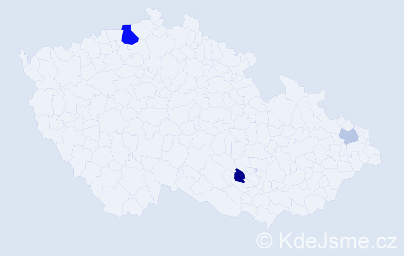 Příjmení: 'Koev', počet výskytů 5 v celé ČR
