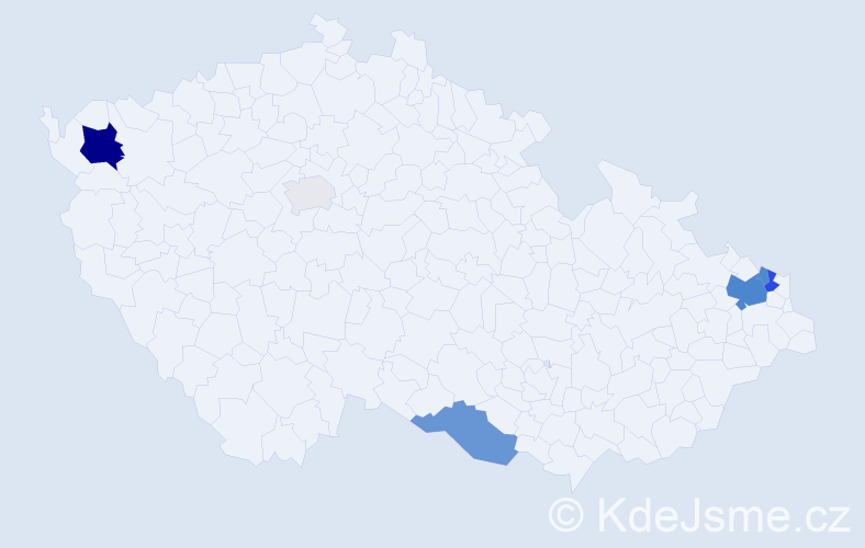 Příjmení: 'Dudziaková', počet výskytů 18 v celé ČR