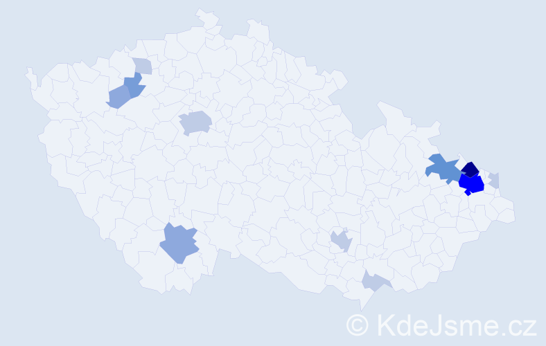 Příjmení: 'Středulová', počet výskytů 34 v celé ČR