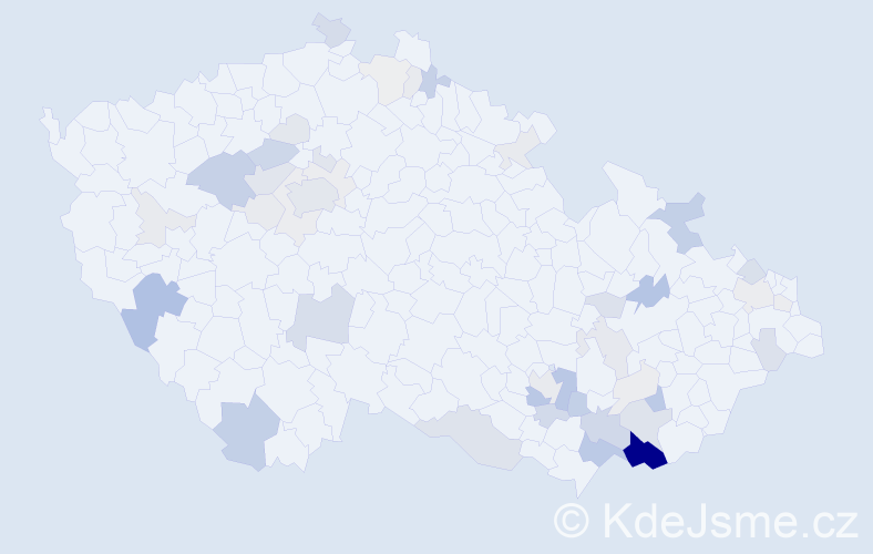 Příjmení: 'Řičicová', počet výskytů 154 v celé ČR