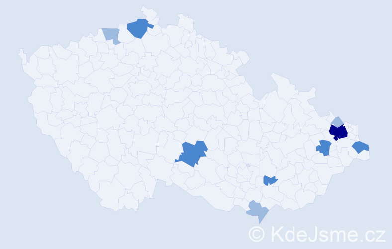 Příjmení: 'Pír', počet výskytů 17 v celé ČR