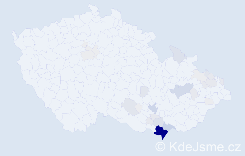 Příjmení: 'Kachyňa', počet výskytů 157 v celé ČR